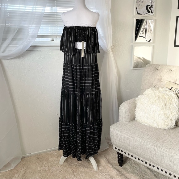 Mustard Seed Long Pin Stripe Strapless Maxi Dress NWT - Picture 6 of 6